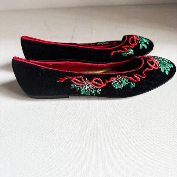 Mootisies Tootisies Vintage Velvet Christmas Theme Embroidered Flats 7.5 - Picture 5 of 11